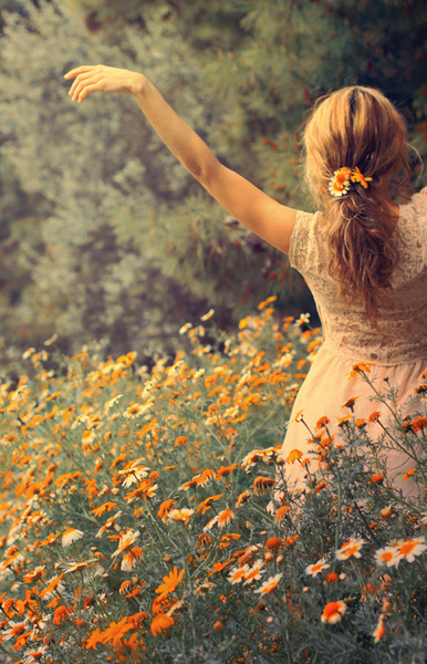 cute, flowers, girl, hair