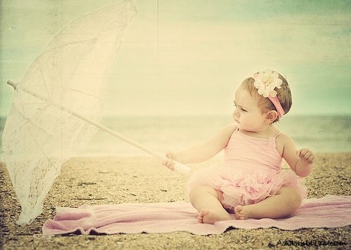 cute, girl, with, pink, umbrella