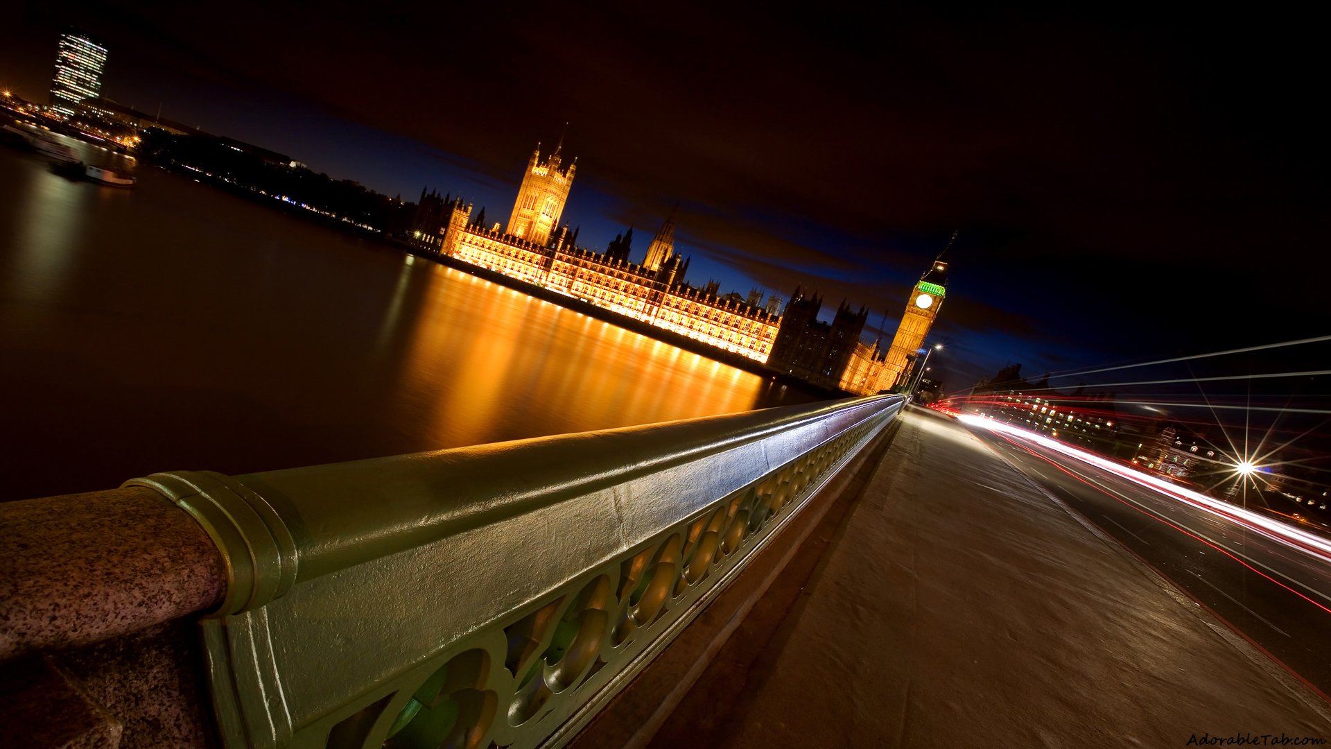 calm, city, road, clock, lightning